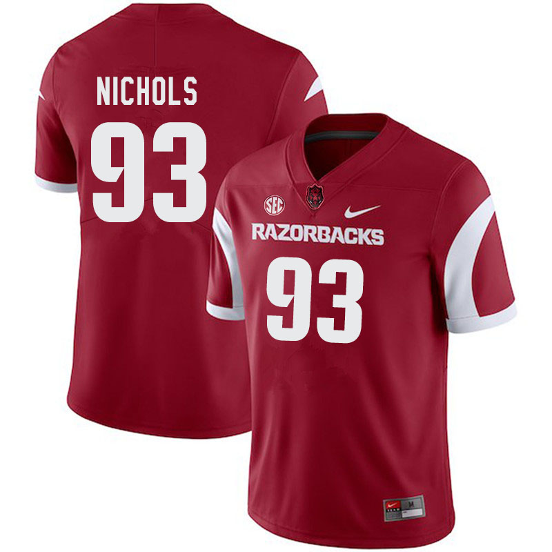 Men #93 Isaiah Nichols Arkansas Razorbacks College Football Jerseys-Cardinal